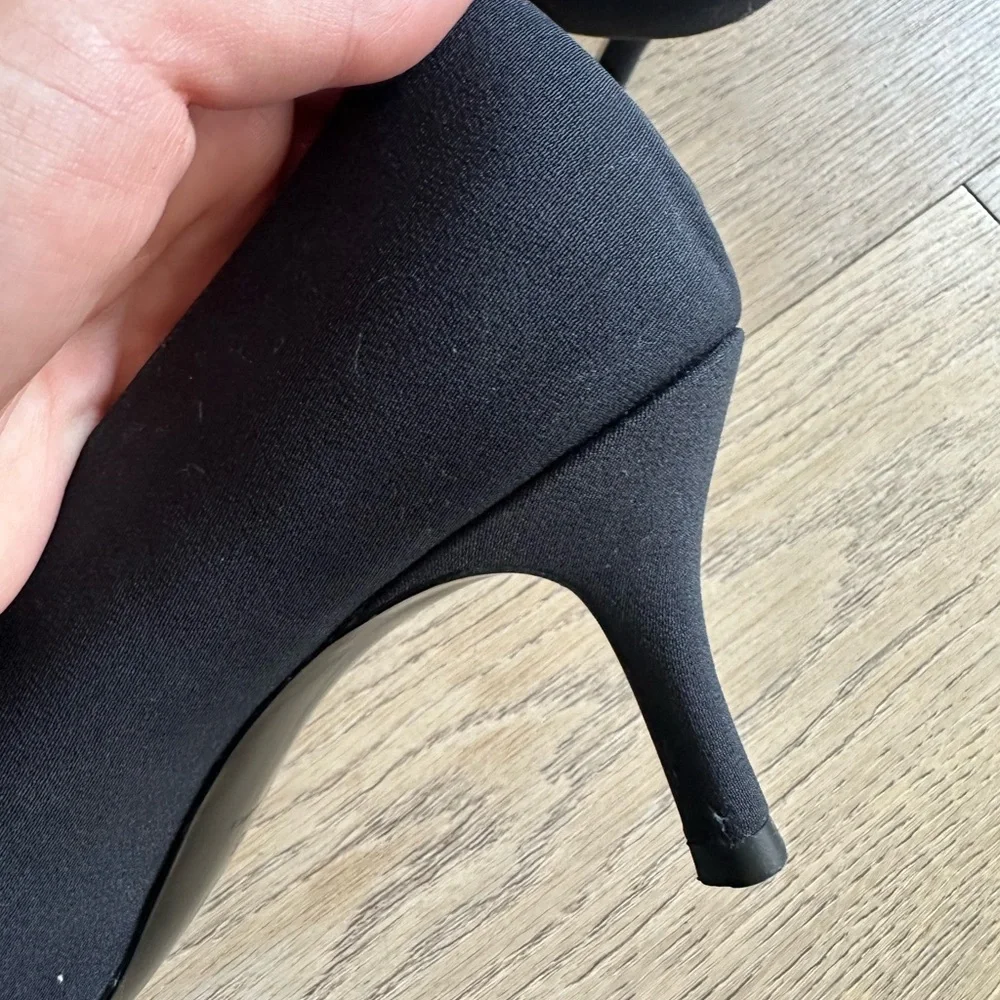 CHANEL Black Pointed CC Logo Mid Heel Pumps